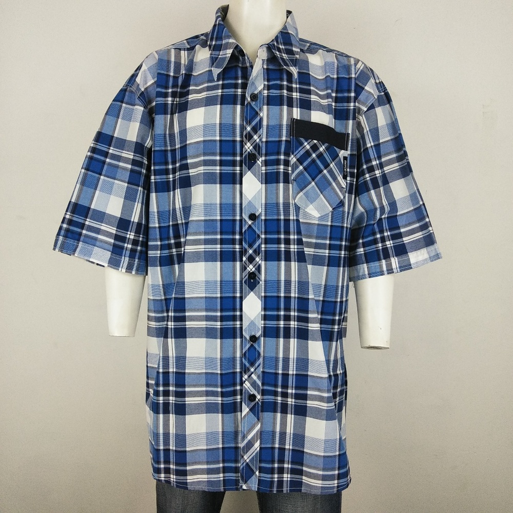 Enyce NWT plaid blue men's short sleeve shirt